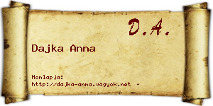 Dajka Anna névjegykártya